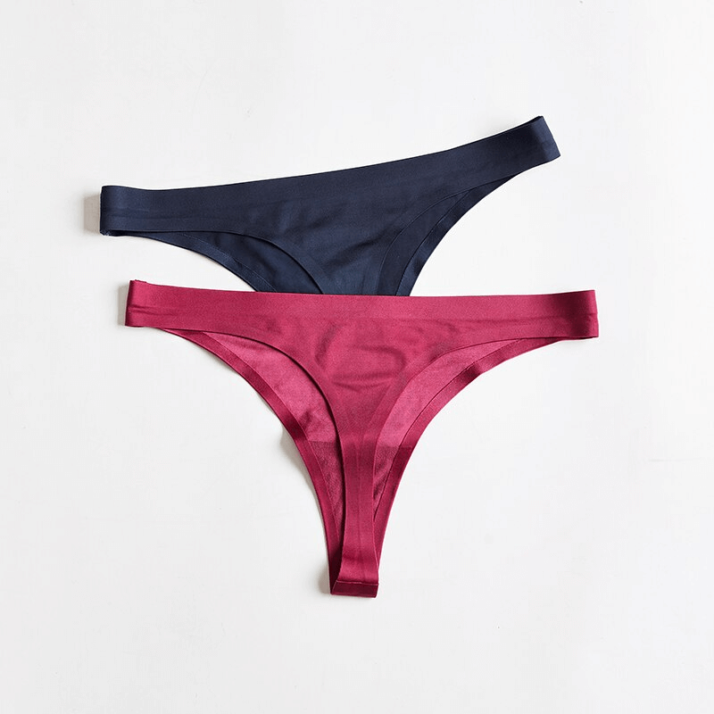 Seamless sports plain women's thongs in blue and red, lightweight elastic G-string panties for comfort and style - SF0989.